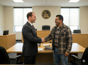 Personal Injury Lawyer Santa Ana meeting with a client.