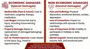 Chart comparing damages in Santa Ana personal injury claims.